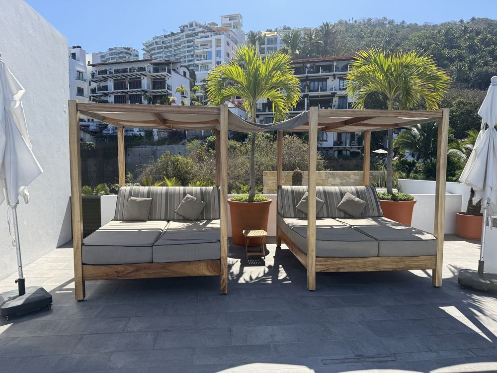 Daybeds under the cabanas