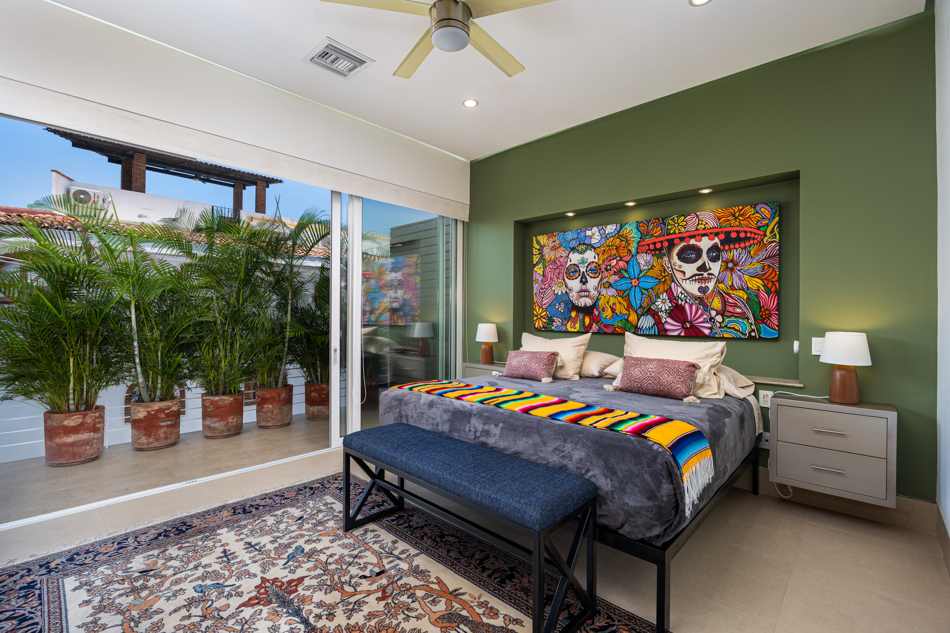 Master suite under the commissioned canvas